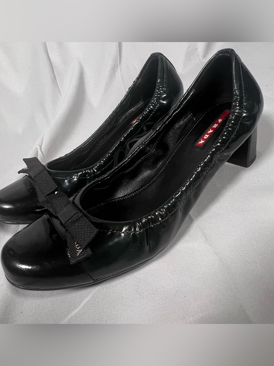 Prada Shoes - Prada Sport Vernice Baltico Patent Bow Pumps 315281 Size 39
